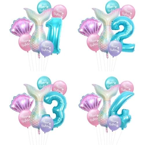 2021 NEW Mermaid Tail Balloons Sea Shells Balloon Foil Latex Balloon for Mermaid Birthday Party Supplies Party Decorations
