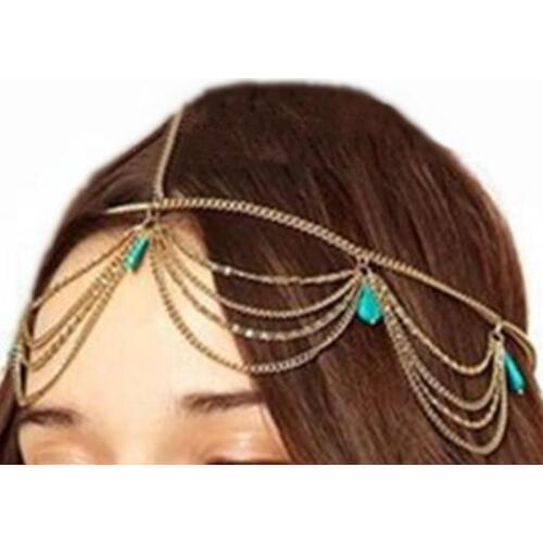 New Fashion retro trend crystal color tassel headdress Bohemian National Wind temperament wild hair band headband