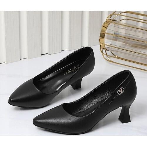 New Fashion Women Genuine Leather Shoes With High Heels Ladies Wedding Dress Shoes Dancing Platform Pumps