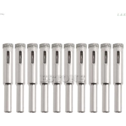 New 10Pcs 5mm 6mm 8mm 10mm 12mm Diamond Coated Core Drill Bits Hole Saw Glass Tile Ceramic Marble