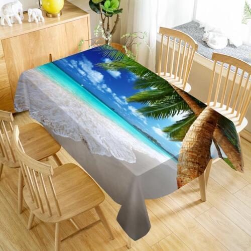 Custom Beach Seaside Table Cloth Oxford Print Waterproof Oilproof Home Rectangular Party Table Cover 100X140cm/140X250cm