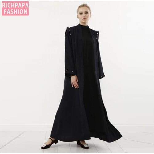 Ramadan Eid Mubarak Black Dubai Abaya Kimono Cardigan Hijab Muslim Dress Turkish Islamic Clothing Abayas For Women Kaftan Caftan