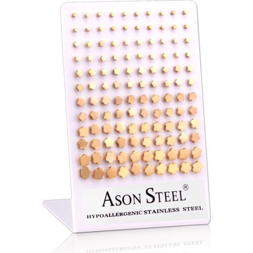 LUXUKISSKIDS 60paris/lot Mix Size Flower Small Stud Earrings Set Stainless Steel Screw Plug Earring For Women Kids Girl Men