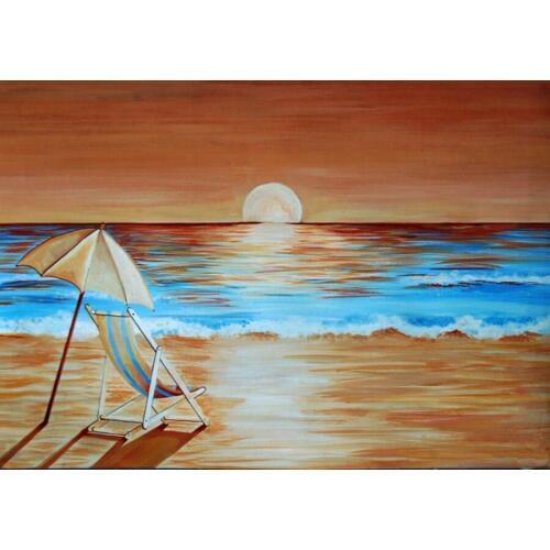 Skillet Painter Handmade High Quality Abstract Landscape Oil Painting On Canvas Handmade Beach Chair Painting For Wall Artworks