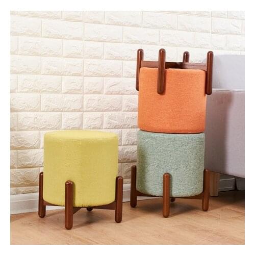 Modern Round Stools Upholstered Footstool Childrens Sofa Stool Easy To Remove and Wash