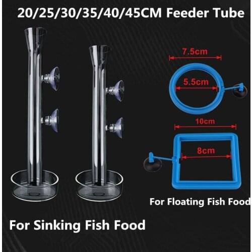 Glass Aquarium Shrimp Feeding Tube Dish Cup Sinking Floating Fish Food Dispenser Feeder Fish Tank Accessories 20cm-45cm