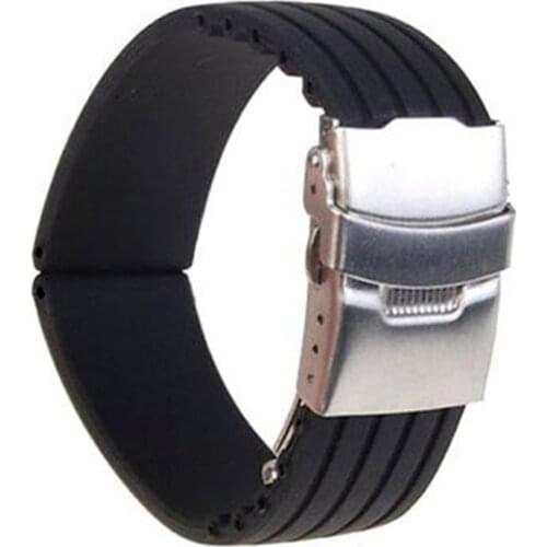 2018 New Fashion Waterproof Striped Silicone Watch Band Strap Deployment Buckle Watchband Wristband for Mens watch strap