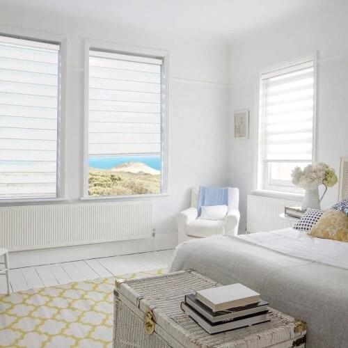 Custom Made Cut to Size White Zebra Roller Blinds Dual Layer Shades Sheer or Privacy Light Control Day and Night Window Drapes