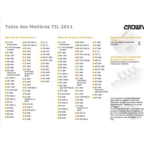Crown Forklift Parts and Repair 2011 French and German