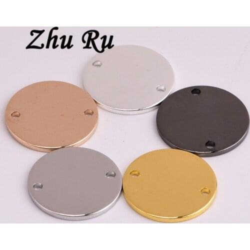 ZHU RU 20pcs/lot 14mm Drilling annulus loop coins disc smooth shape In Jewelry Findings&Components DIY mascots breloque
