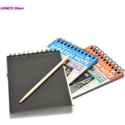1 PC Scratch Note Black Cardboard Creative DIY Draw Sketch Notes For Kids Toy Notebook School Supplies Stationery