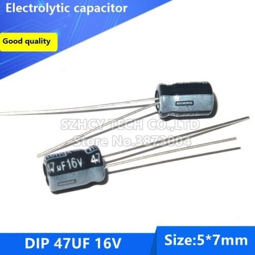 100pcs DIP 47UF 16V 5*7 Electrolytic capacitor