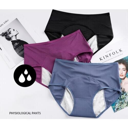 2pcs/Set Menstrual Panties Women Sexy Pants Leak Proof Incontinence Underwear Period Proof Briefs Medium High Waist L-6XL