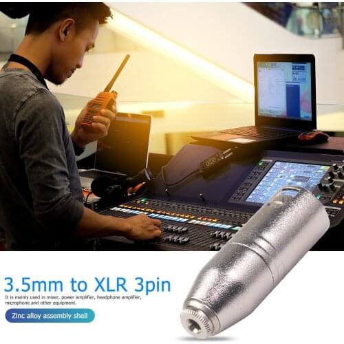 3Pin Audio Adapter XLR Female to 3.5mm Jack TRS Male Stereo Socket All Copper Contact Piece Zinc Alloy Shell Mic Converter