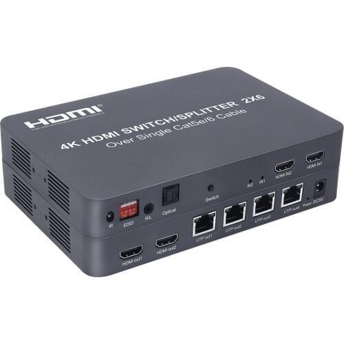 4K@30HZ HDMI Extender 100M 2x6 HDMI switch Transmitter With 2 HDMI input + 2 HDMI output + 4 channels of RJ45 extended output
