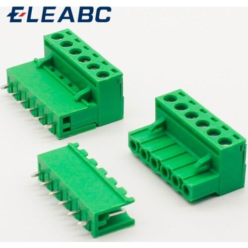 5 sets ht5.08 6pin Terminal plug type 300V 10A 5.08mm pitch connector pcb screw terminal block