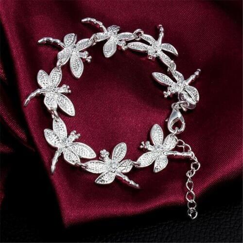 Free shipping 925 jewelry silver plated jewelry bracelet fine fashion dragonfly bracelet wholesale and retail S003