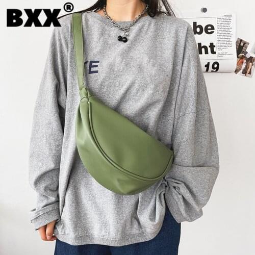 [BXX] Woman New Brand Hobos Chest Bag Soft PU Leather Personality All-match Crossbody Shoulder Bag Fashion Tide 2021 GF0325