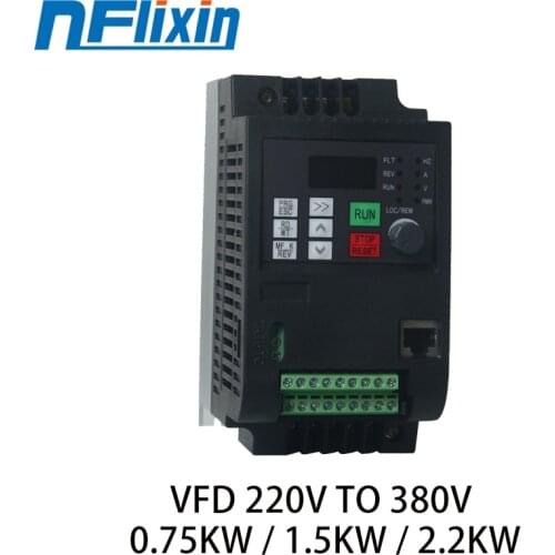 VFD 220V to 380V 2.2KW AC 1.5KW/2.2KW Variable Frequency Drive 3 Phase Speed Controller Inverter Motor VFD Inverter