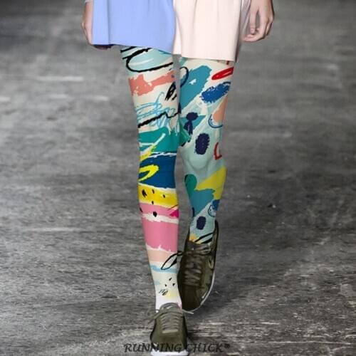 Color Graffiti Printed Women Pantyhose