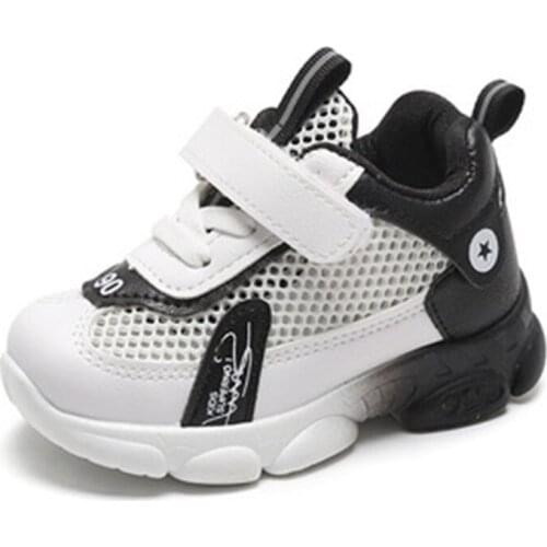 Kроссовки детские Childrens Sports Shoes Boys and Girls White 2021 Summer Hollow Breathable Soft Bottom Baby Toddler Sneakers