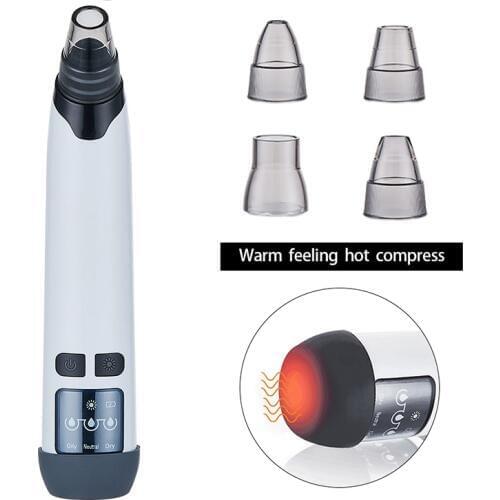Electric Facial Acne Suction Blackhead Removal Extractor with Hot Compress Rechargeable Blackhead Remover Pore Vacuum
