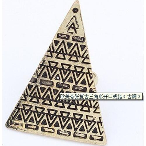 Europe and the United States Exaggerated Triangle Opening Restoring Ancient Ways Ring Bbronze Color