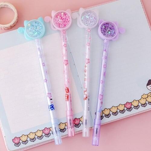 1Pcs Stationery Kawaii Cat Tail Gel Pen School Office Supply Novel Creative Cat Glitter Recreation Cute Gel Pen