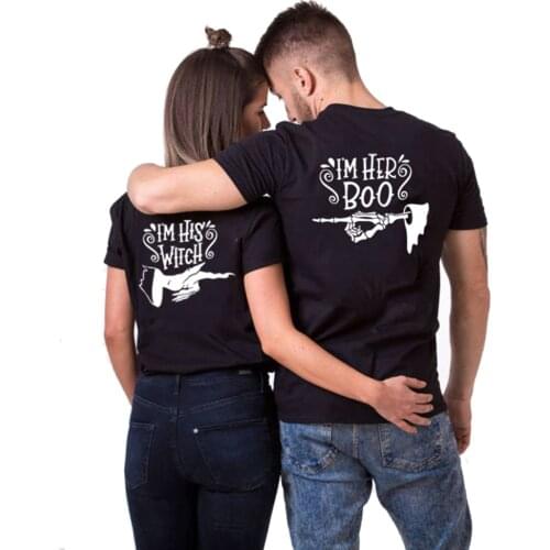 Halloween Matching Couple Shirts Clothes Husband Wife Funny Clothing I'm His Witch I'me Her Boo Couples T Shirt for Lovers
