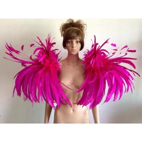 Carnival dance performance costume feather lady headdress girls generation costumes feather shoulder flower costume for women