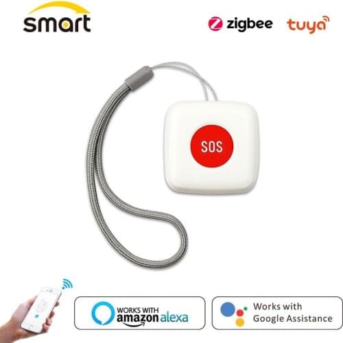 Tuya Zigbee 3.0 Wireless Remote Call Button SOS Emergency Button Caregiver Pager for Fall Alarm Patient Elderly Disabled Press