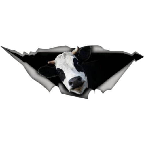 Creative Car Sticker Cow 3D Torn Metal Wild Animal Accessories Motorcycle Waterproof Car Window Decal PVC 13cm X 5cm