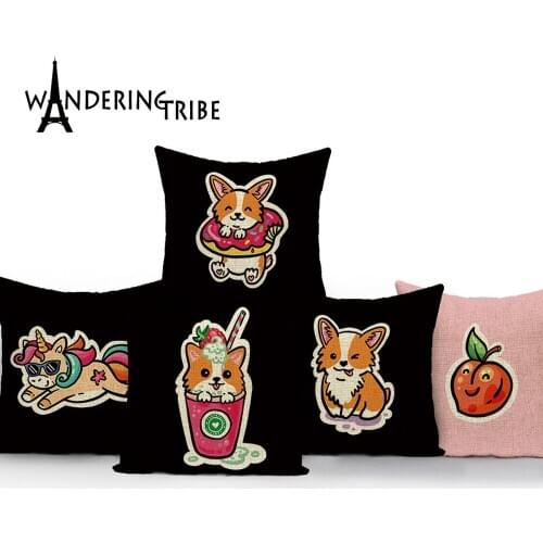 Cute Corgi Throw Pillows Case Colorful Skull Sofa Decorative Pillow Cushion Cases Octopus Home Decor Bed Pillow Cover Dakimakura