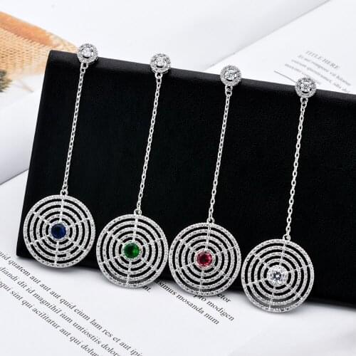Fashionable and exaggerated circular Zircon Earrings shaking from left to right, multi-color chain earrings for women/girls -299
