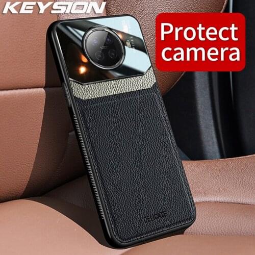 KEYSION Fashion Shockproof Case for OPPO ACE 2 Leather Lens Tempered Glass Phone Back Cover For OPPO Ace 2