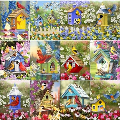 MomoArt Diamond Painting Bird Cross Stitch Kits Diamond Mosaic Animal Full Drill Square Embroidery Flower Rhinestones Wall Decor