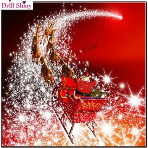 Santa Claus 5d Diy Diamond Painting Crystal Moose Pull Carts Beadwork Icon set embroidery mosaic Christmas Cartoon Home Decor