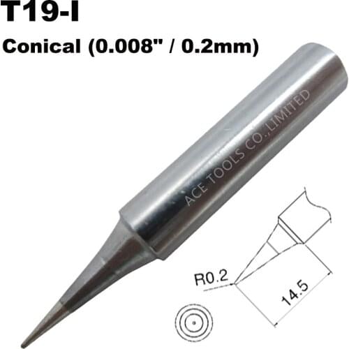Soldering Tip T19-I Conical 0.2mm 0.008" Replacement Fit for HAKKO FX-601 Lead Free Iron Bit Nozzle Pencil Welding Handle