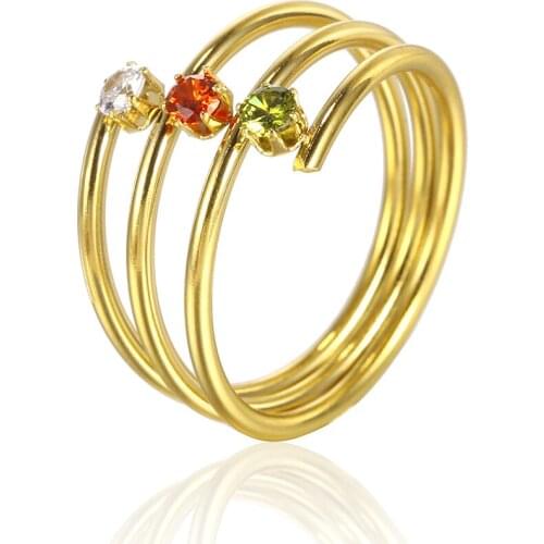 OUFEI Stainless Steel Jewelry Woman Vogue 2019 Charm Crystal Ring For Women Jewelry Accessories Multi-layer Ring Mass Effect