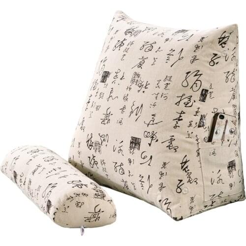 Cotton Linen Triangle Back Cushion Support Pillow Office Sofa Bay Window Waist Backs Cushions Bedside Lounger TV Reading Pillows