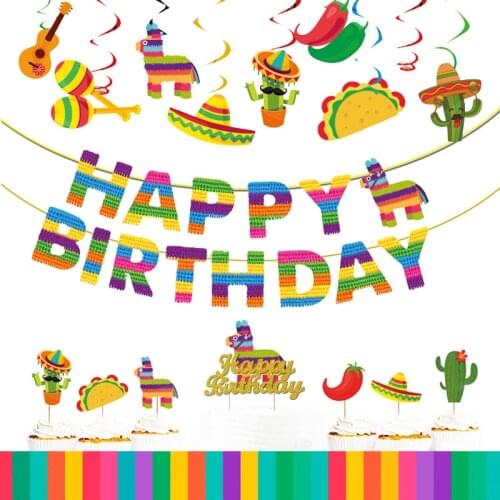 Carnival Birthday Party Decorations May Carnival First Fiesta Banner Cactus Pepper Cake Topper Supplies