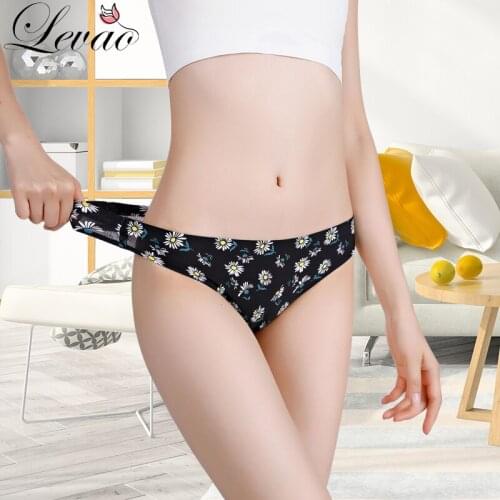 LEVAO Women Sexy Flowers Lingerie Temptation Low-Waist Panties Thong Seamless Breathable Underwear Female G-String Intimates
