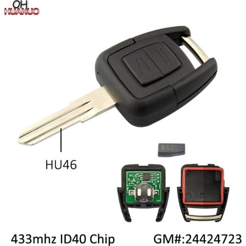 2 Button Smart Remote Key Control 433.92 mhz With ID40 Chip For Opel Vauxhall Astra Vectra Left Blade HU46 Key Part # 24424723