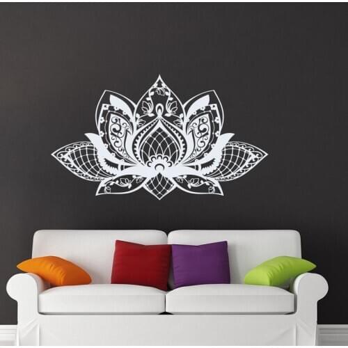 Lotous Mandala Flower Yoga Studio Vinyl Wall Sticker Home Decor For Living Room Bedroom Decals Removable Mural Y25