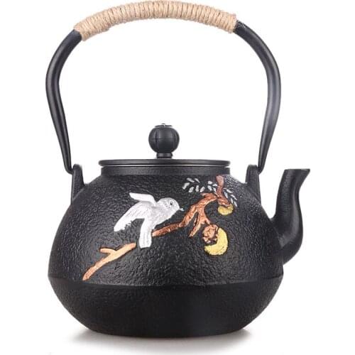 Japan non-coating handmade cast Iron bottle drawing Japanese boiling water kettle Kongfu teapot teaware tea pot drinkware1.2L