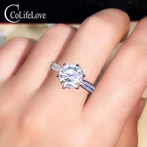 CoLife Jewelry Moissanite Engagement Ring 1ct 2ct 3ct D Color VVS1 Grade Mossanite Silver Ring 925 Silver Moissanite Jewelry