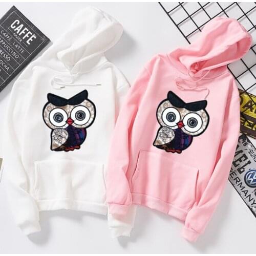 Owl Sweatshirts Female Hoodie Pink Black Graphics Hoodies Women Long Sleeve Hoody for Women Autumn Oversized Hooded Sweatshirt