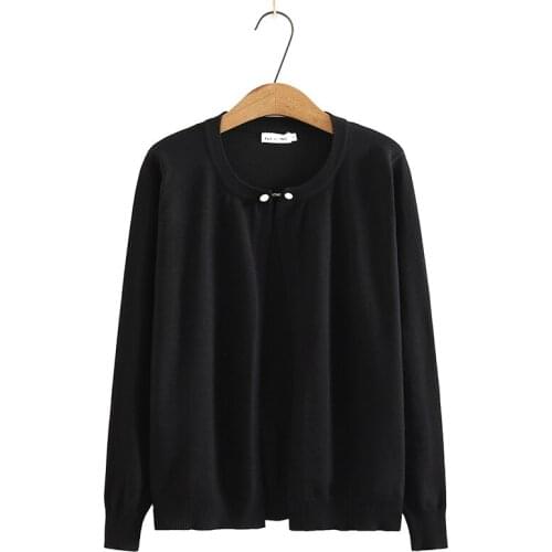 Oversize Cardigan for women 2021 spring autumn O-neck single button black red knitted Ladies sweater
