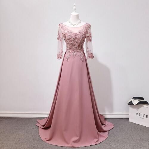 2020 Noble Evening Dresses The Party Prom Robe De Soiree Luxury Appliques With Train Gown Sweet V-neck Half Sleeve Formal Dress