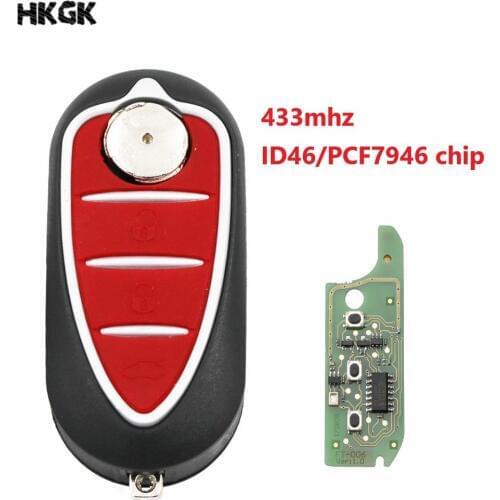 3 Buttons Remote Car key For Alfa Romeo 433Mhz PCF7946 Chip For Alfa Romeo Mito Giuliett 147 156 166 GT key